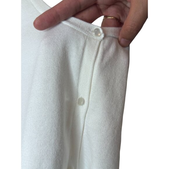 Liz & Co. white ruched shoulders short sleeves button front cardigan size M - Picture 4 of 6